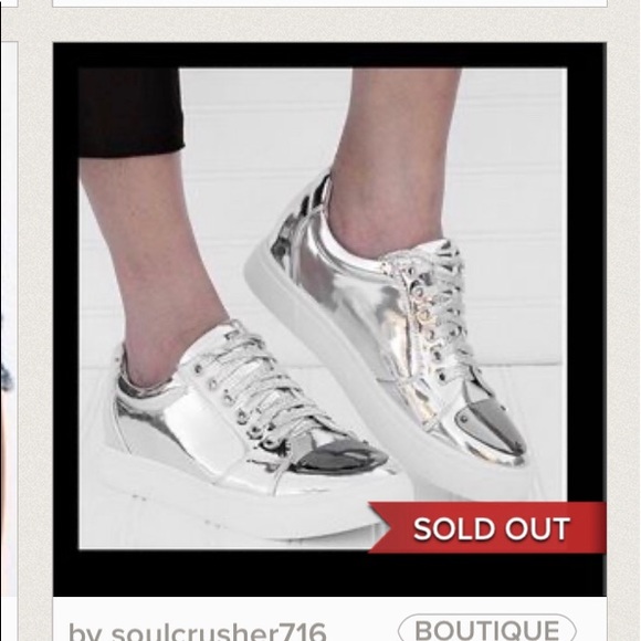 @SOULCRUSHER716 Shoes - SILVER METALLIC PLATFORM SNEAKER
